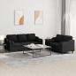 Preview: ARDEBO.de - 2-tlg. Sofagarnitur mit Kissen Schwarz Stoff