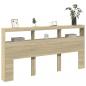 Preview: LED-Kopfteil mit Ablagen Sonoma-Eiche 200x17x102 cm