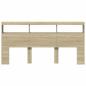 Preview: LED-Kopfteil mit Ablagen Sonoma-Eiche 200x17x102 cm