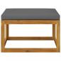 Preview: Hocker mit Dunkelgrauem Kissen Massivholz Akazie