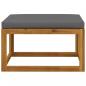 Preview: Hocker mit Dunkelgrauem Kissen Massivholz Akazie