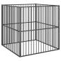 Preview: Hundelaufstall 4-tlg. Schwarz Verzinkter Stahl