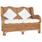 Preview: ARDEBO.de - 2-Sitzer-Sofa Hellbraun Natürliches Rattan und Leinen