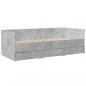 Preview: ARDEBO.de - Tagesbett mit Schubladen Betongrau 90x200 cm Holzwerkstoff