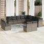 Preview: ARDEBO.de - 12-tlg. Garten-Sofagarnitur mit Kissen Grau Poly Rattan