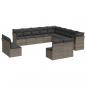 Preview: 12-tlg. Garten-Sofagarnitur mit Kissen Grau Poly Rattan