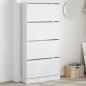 Preview: ARDEBO.de - Schuhschrank mit 4 Klappen Weiß 80x21x163,5 cm