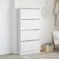 Preview: Schuhschrank mit 4 Klappen Weiß 80x21x163,5 cm