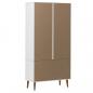 Preview: Vitrinenschrank MOLDE Weiß 90x35x175 cm Massivholz Kiefer
