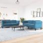 Preview: ARDEBO.de - 2-tlg. Sofagarnitur Blau Samt