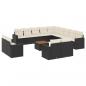 Preview: 14-tlg. Garten-Sofagarnitur mit Kissen Schwarz Poly Rattan