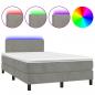Preview: Boxspringbett mit Matratze & LED Hellgrau 120x190 cm Samt