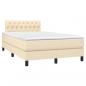 Preview: Boxspringbett mit Matratze & LED Creme 120x190 cm Stoff