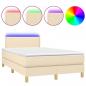 Preview: Boxspringbett mit Matratze & LED Creme 120x190 cm Stoff