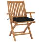 Preview: Gartenstühle 2 Stk. mit Schwarzen Kissen Massivholz Teak