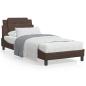 Preview: ARDEBO.de - Bett mit Matratze Braun 80x200 cm Kunstleder