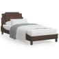 Preview: ARDEBO.de - Bett mit Matratze Braun 90x190 cm Kunstleder