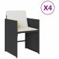 Preview: Gartenstühle mit Kissen 4 Stk. Schwarz Poly Rattan