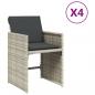 Preview: Gartenstühle mit Kissen 4 Stk. Hellgrau Poly Rattan