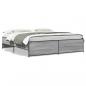 Preview: ARDEBO.de - Bettgestell Grau Sonoma 180x200 cm Holzwerkstoff und Metall