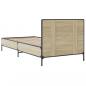 Preview: Bettgestell Sonoma-Eiche 75x190 cm Holzwerkstoff und Metall