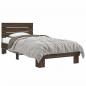 Preview: ARDEBO.de - Bettgestell Braun Eichen-Optik 90x200 cm Holzwerkstoff Metall