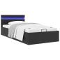 Preview: Bett mit Bettkasten Hydraulisch LED Schwarz Kunstleder 90x200cm 