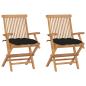 Preview: Gartenstühle mit Schwarzen Kissen 2 Stk. Massivholz Teak