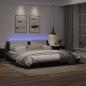 Preview: Bettgestell mit LED Schwarz und Weiß 200x200 cm Kunstleder