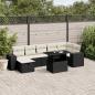 Preview: ARDEBO.de - 8-tlg. Garten-Sofagarnitur mit Kissen Schwarz Poly Rattan