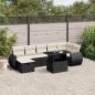 Preview: ARDEBO.de - 8-tlg. Garten-Sofagarnitur mit Kissen Schwarz Poly Rattan