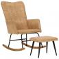 Preview: Schaukelstuhl mit Hocker Creme Vintage Canvas