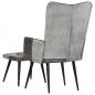 Preview: Sessel mit Hocker Grau Echtleder und Canvas
