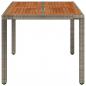 Preview: Gartentisch mit Holzplatte Grau 90x90x75 cm Poly Rattan