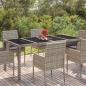 Preview: ARDEBO.de - Gartentisch mit Glasplatte Grau 190x90x75 cm Poly Rattan