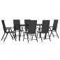 Preview: 7-tlg. Garten-Essgruppe Schwarz Poly Rattan