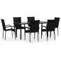 Preview: 7-tlg. Garten-Essgruppe Schwarz Poly Rattan