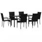 Preview: 7-tlg. Garten-Essgruppe Schwarz Poly Rattan