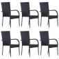Preview: 7-tlg. Garten-Essgruppe Schwarz Poly Rattan