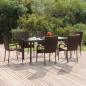 Preview: ARDEBO.de - 7-tlg. Garten-Essgruppe Braun Poly Rattan