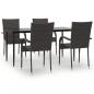 Preview: 5-tlg. Garten-Essgruppe Braun Poly Rattan
