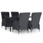 Preview: 5-tlg. Garten-Essgruppe Dunkelgrau Poly Rattan