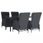 Preview: 5-tlg. Garten-Essgruppe Dunkelgrau Poly Rattan
