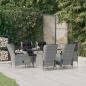 Preview: ARDEBO.de - 7-tlg. Garten-Essgruppe Hellgrau Poly Rattan