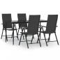 Preview: 5-tlg. Garten-Essgruppe Schwarz Poly Rattan