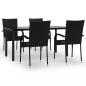 Preview: 5-tlg. Garten-Essgruppe Schwarz Poly Rattan