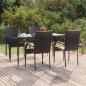 Preview: ARDEBO.de - 5-tlg. Garten-Essgruppe Schwarz Poly Rattan