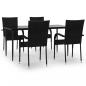 Preview: 5-tlg. Garten-Essgruppe Schwarz Poly Rattan