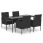 Preview: 5-tlg. Garten-Essgruppe mit Kissen Schwarz Poly Rattan