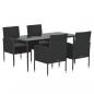 Preview: 5-tlg. Garten-Essgruppe mit Kissen Schwarz Poly Rattan